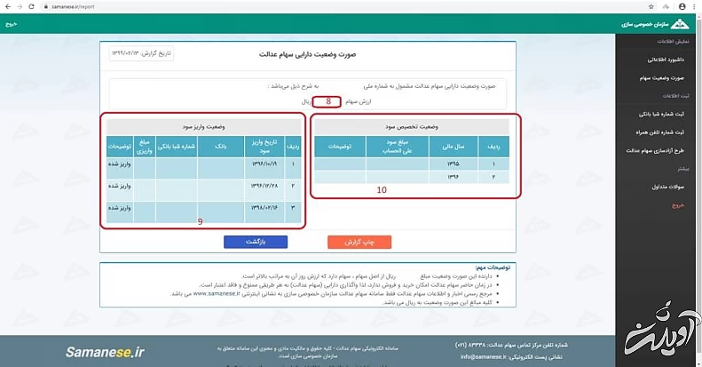 نحوه آزاد سازی سهام عدالت گام هفتم